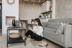 woman building online career from home